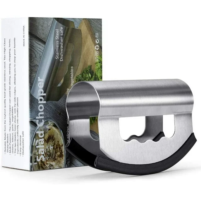 BYKITCHEN Vegetable Chopper Stainless Steel Salad Chopper with Double Blade Chopper Knife, for Salad and Vegetable